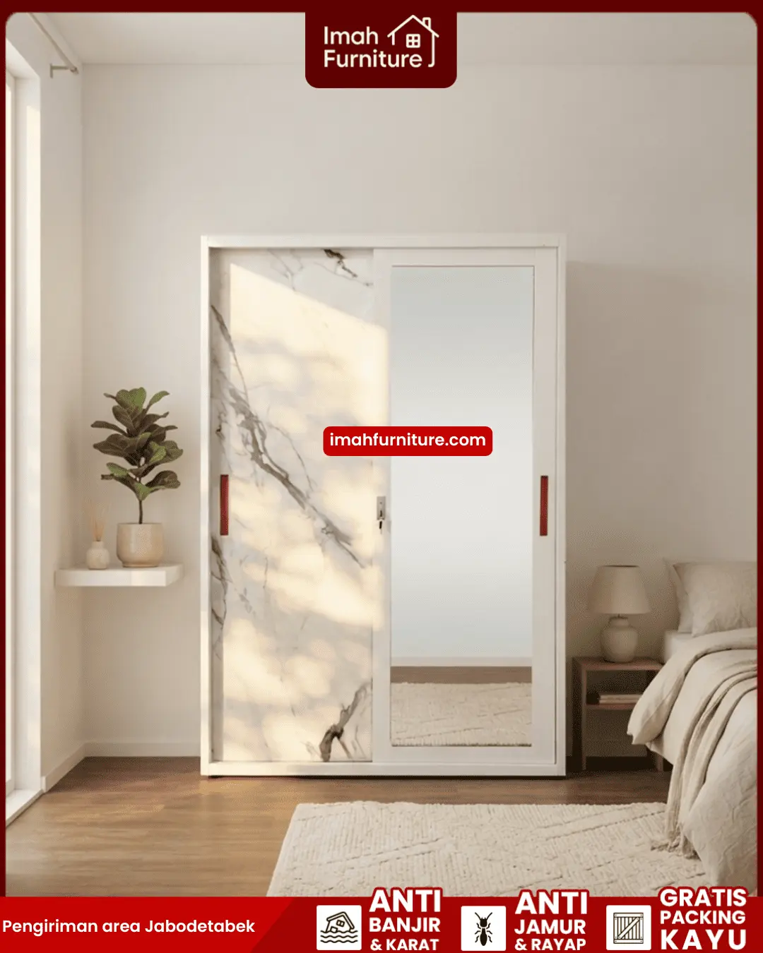 Promo lemari pakaian besi harga pabrik gratis ongkir dan bayar di tempat COD dari Imah Furniture! Untuk pemesanan, klaim promo gratis ongkir, atau konsultasi produk, Anda dapat menghubungi tim sales resmi kami! :Sales Linda: 0856-07770-785 Sales Feby: 0856-0777-1878 Sales Caca: 085-88-222-7051