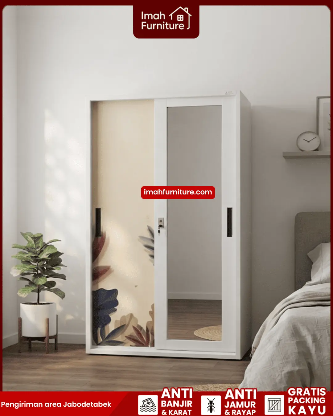 Promo lemari pakaian besi harga pabrik gratis ongkir dan bayar di tempat COD dari Imah Furniture! Untuk pemesanan, klaim promo gratis ongkir, atau konsultasi produk, Anda dapat menghubungi tim sales resmi kami! :Sales Linda: 0856-07770-785 Sales Feby: 0856-0777-1878 Sales Caca: 085-88-222-7051