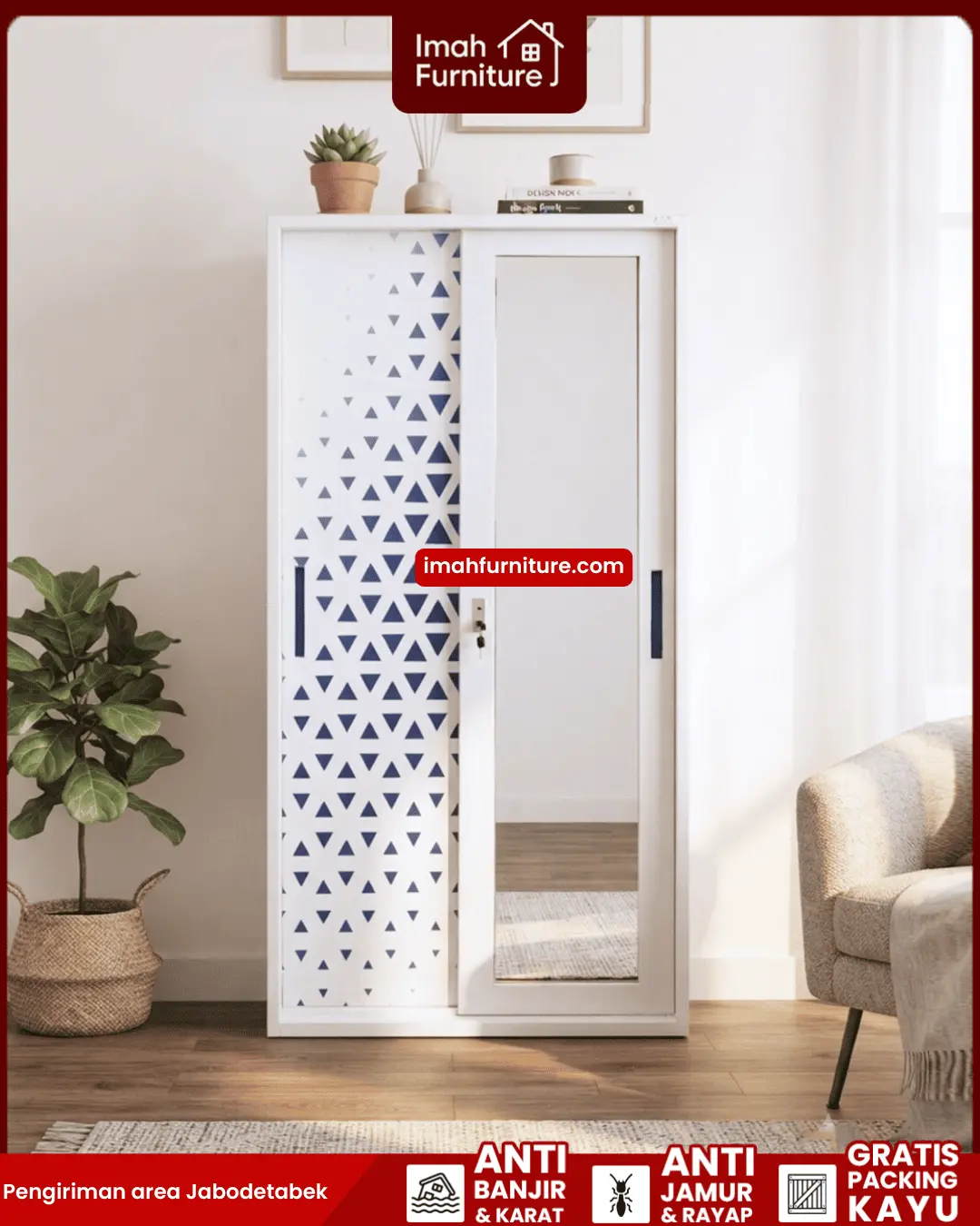 Promo lemari pakaian besi harga pabrik gratis ongkir dan bayar di tempat COD dari Imah Furniture! Untuk pemesanan, klaim promo gratis ongkir, atau konsultasi produk, Anda dapat menghubungi tim sales resmi kami! :Sales Linda: 0856-07770-785 Sales Feby: 0856-0777-1878 Sales Caca: 085-88-222-7051