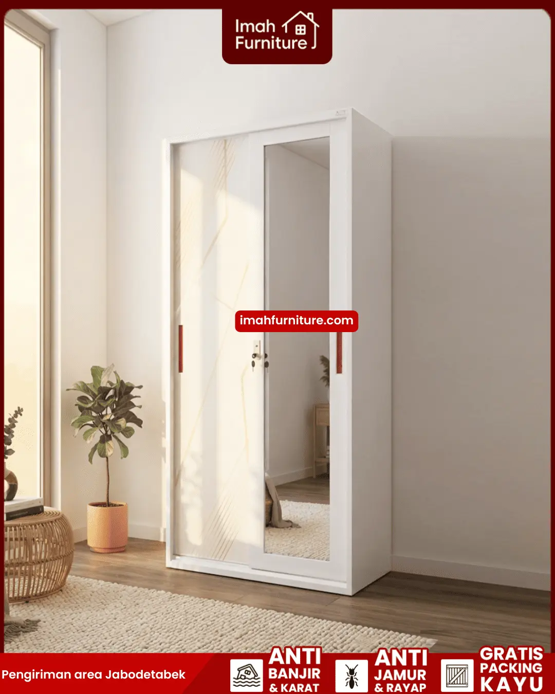 Promo lemari pakaian besi harga pabrik gratis ongkir dan bayar di tempat COD dari Imah Furniture! Untuk pemesanan, klaim promo gratis ongkir, atau konsultasi produk, Anda dapat menghubungi tim sales resmi kami! :Sales Linda: 0856-07770-785 Sales Feby: 0856-0777-1878 Sales Caca: 085-88-222-7051