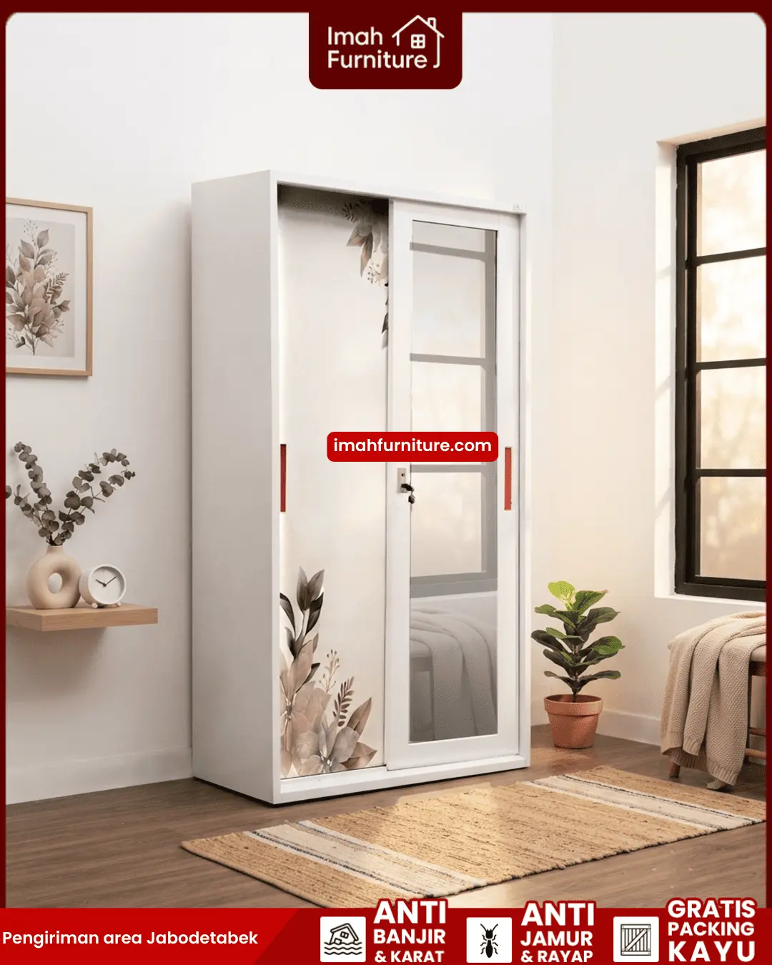 Promo lemari pakaian besi harga pabrik gratis ongkir dan bayar di tempat COD dari Imah Furniture! Untuk pemesanan, klaim promo gratis ongkir, atau konsultasi produk, Anda dapat menghubungi tim sales resmi kami! :Sales Linda: 0856-07770-785 Sales Feby: 0856-0777-1878 Sales Caca: 085-88-222-7051