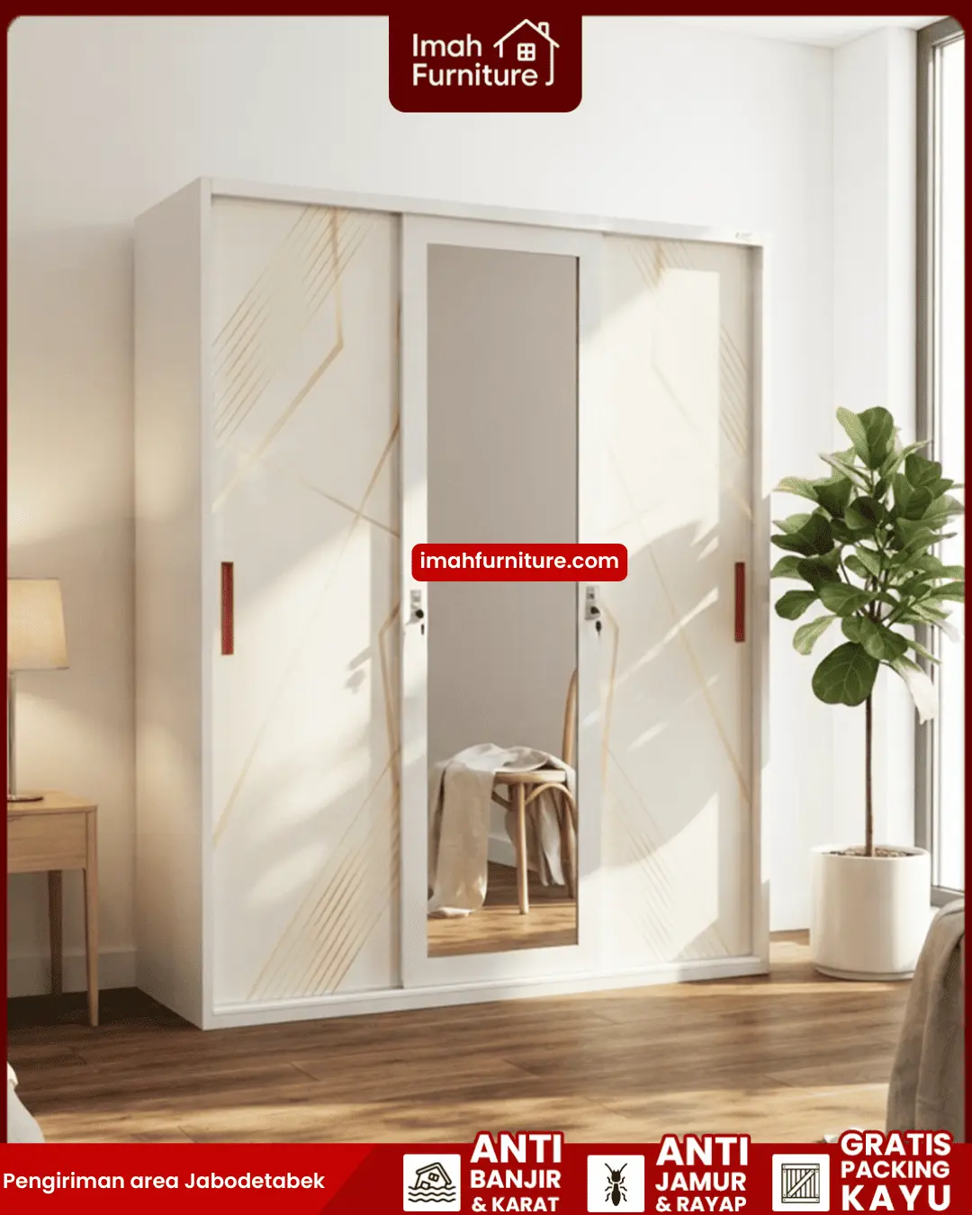 Promo lemari pakaian besi harga pabrik gratis ongkir dan bayar di tempat COD dari Imah Furniture! Untuk pemesanan, klaim promo gratis ongkir, atau konsultasi produk, Anda dapat menghubungi tim sales resmi kami! :Sales Linda: 0856-07770-785 Sales Feby: 0856-0777-1878 Sales Caca: 085-88-222-7051
