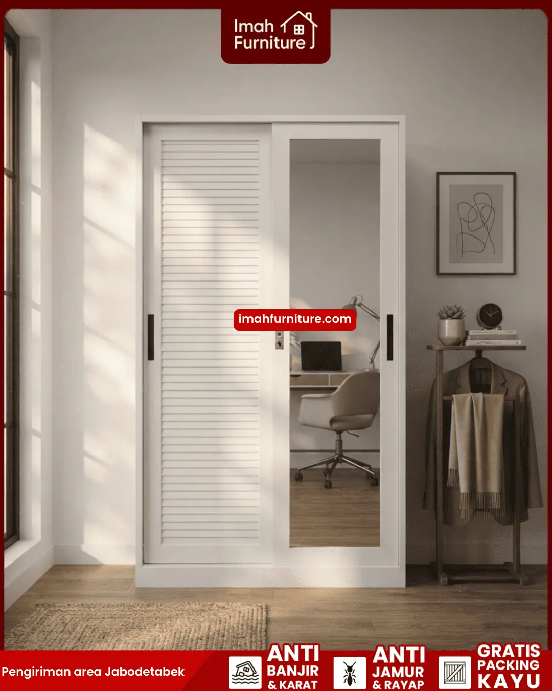 Promo lemari pakaian besi harga pabrik gratis ongkir dan bayar di tempat COD dari Imah Furniture! Untuk pemesanan, klaim promo gratis ongkir, atau konsultasi produk, Anda dapat menghubungi tim sales resmi kami! :Sales Linda: 0856-07770-785 Sales Feby: 0856-0777-1878 Sales Caca: 085-88-222-7051