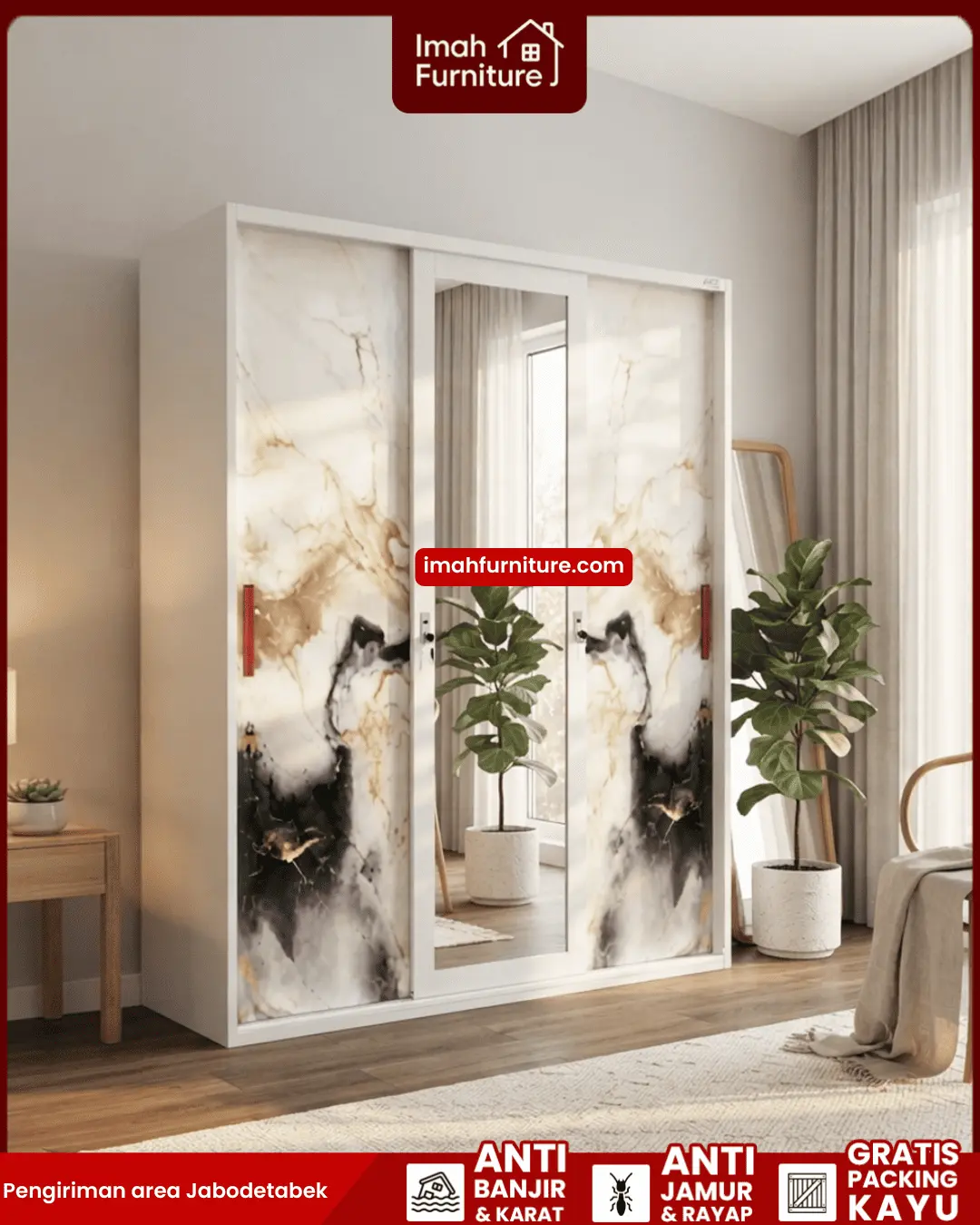 Promo lemari pakaian besi harga pabrik gratis ongkir dan bayar di tempat COD dari Imah Furniture! Untuk pemesanan, klaim promo gratis ongkir, atau konsultasi produk, Anda dapat menghubungi tim sales resmi kami! :Sales Linda: 0856-07770-785 Sales Feby: 0856-0777-1878 Sales Caca: 085-88-222-7051