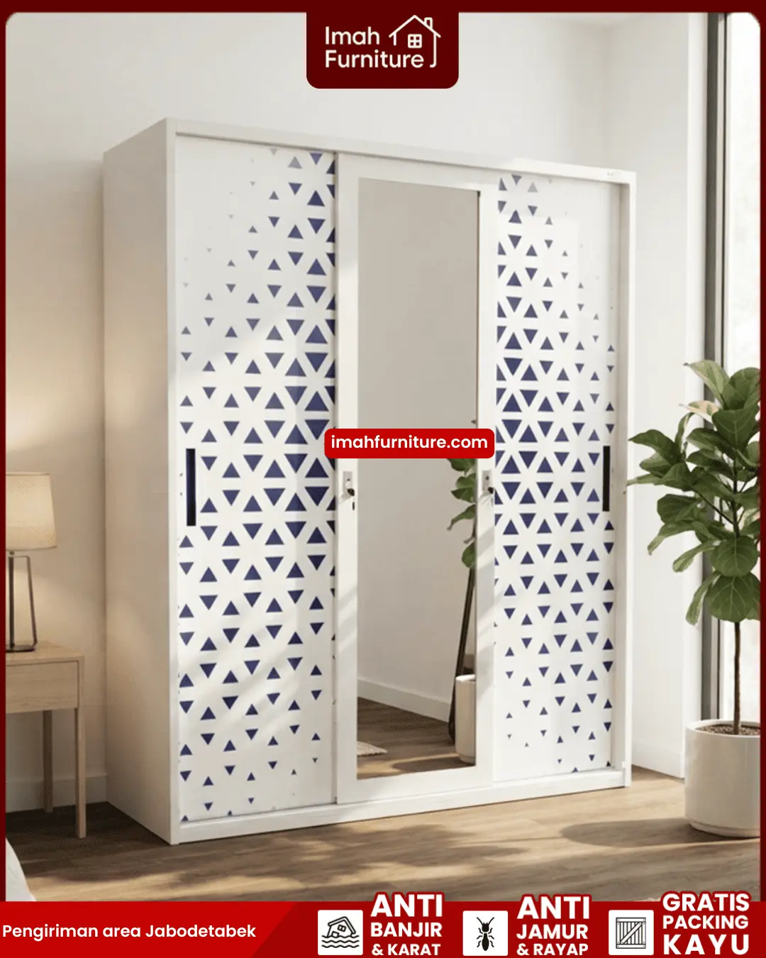 Promo lemari pakaian besi harga pabrik gratis ongkir dan bayar di tempat COD dari Imah Furniture! Untuk pemesanan, klaim promo gratis ongkir, atau konsultasi produk, Anda dapat menghubungi tim sales resmi kami! :Sales Linda: 0856-07770-785 Sales Feby: 0856-0777-1878 Sales Caca: 085-88-222-7051